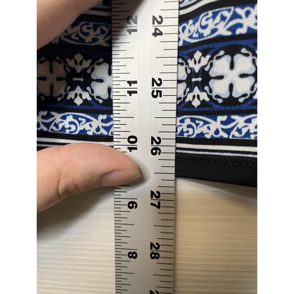 Max Studio Shirt Womens Small Blue White Boho Print Stretch Pullover 3/4 Sleeve - Picture 4 of 9